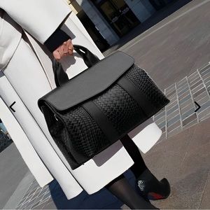 NWT Brittany Crocodile Leather Messenger Bag, Black